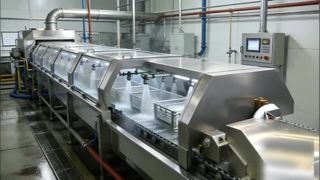 Industrial tunnel-type basket washing machine