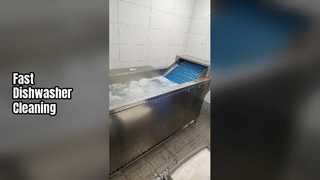 The process of washing dishes and tableware in a sunken commercial dishwasher